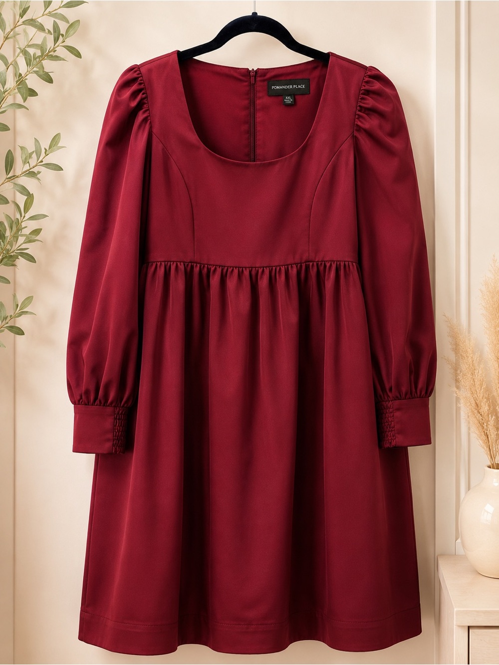 Tuckernuck Wine-Red Pomander Place Dress Top
